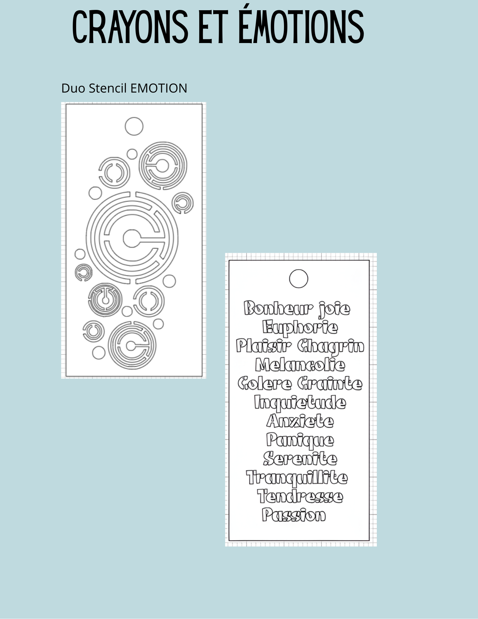 Crayons et émotions, duo de stencils 2 – Émotions