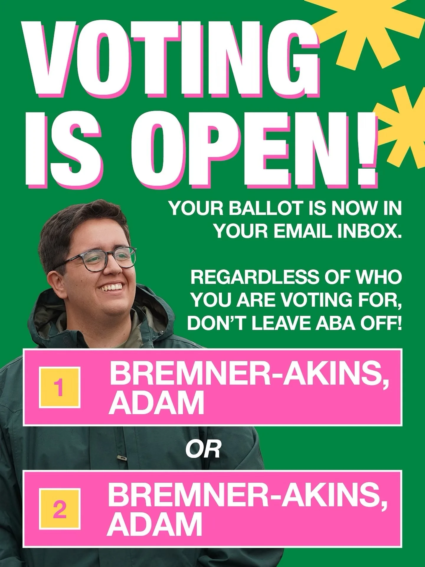 I&rsquo;ll take your #1 with pride, but I&rsquo;ll take your #2 with gratitude. Ballots are in your inbox, vote ABA and bet on the middle candidate being the best! 🍋&zwj;🟩 #bcpoli #ABA4Leader #BCGreens