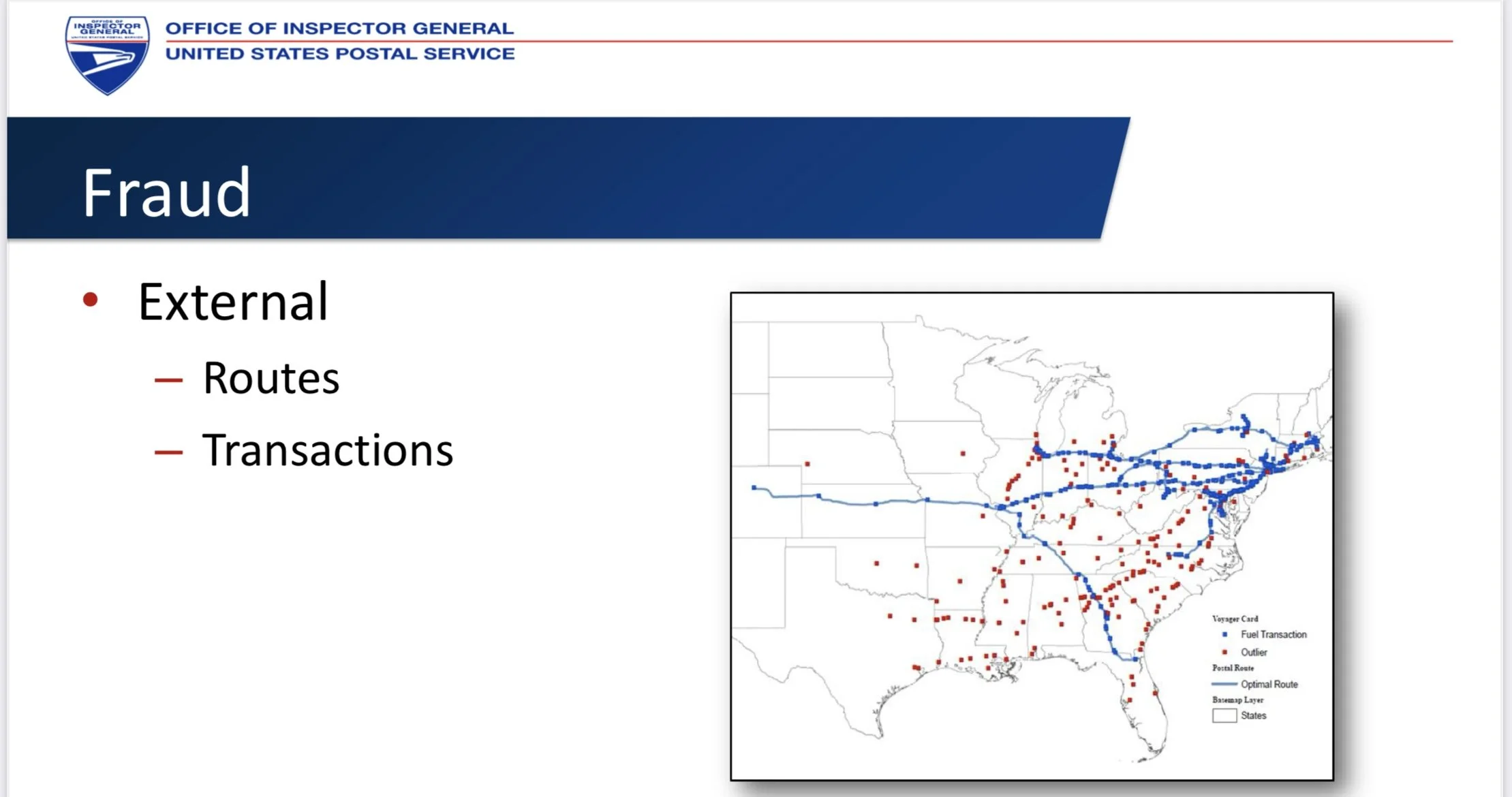 Geospatial analysis allowed the uncovering of millions of dollars worth of fraudulent credit card charges by detecting outliers.