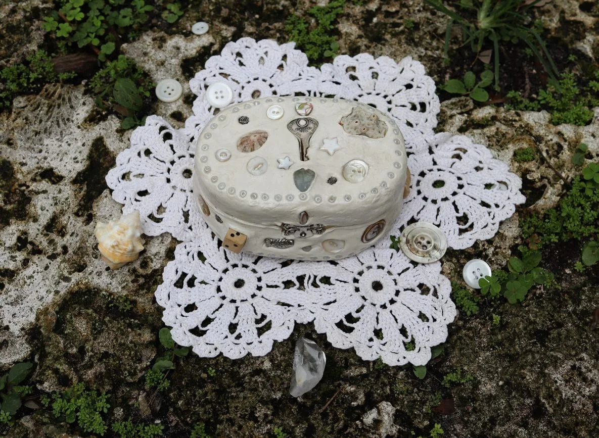 ˚✧₊⁎Enchanted clay art embellished with trinkets, beads and crystals to nourish the heart ˚⁎⁺˳✧༚