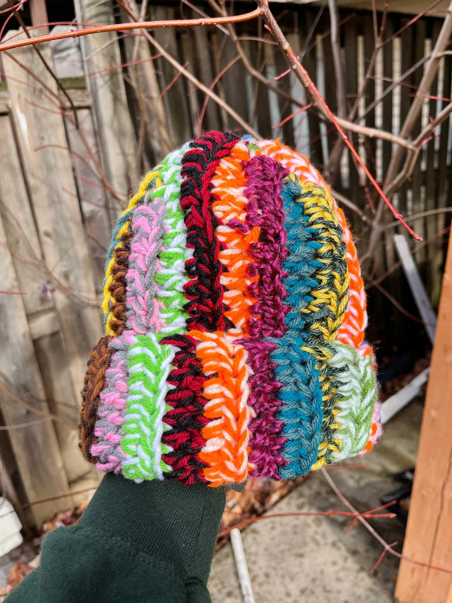 Multicolored scrap yarn beanie 🎨