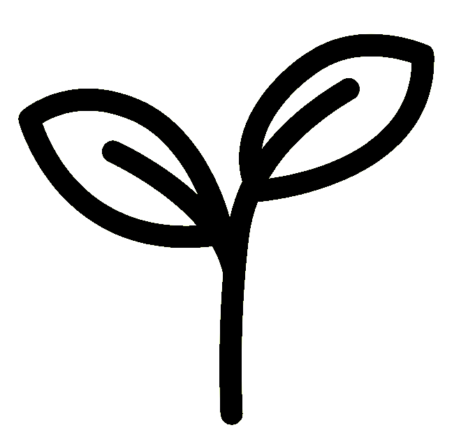 Outline of a sprouting plant with two leaves.