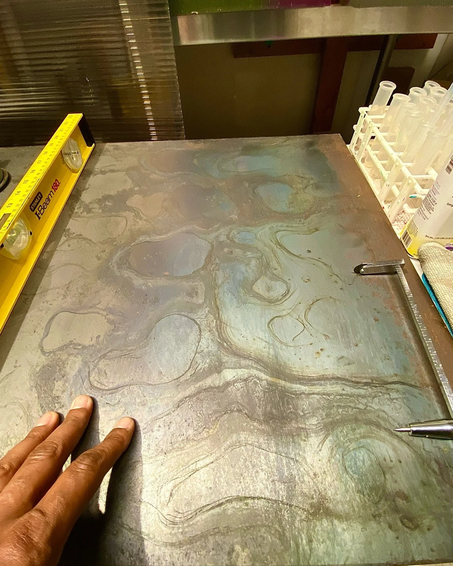 This is how it starts. Just me and an old piece of slowly rotting steel. For anywhere between 2 weeks and the next 15 years I&rsquo;ll work with this sheet to hopefully bring what nature and human has started to poignant expression. Or not. 

Steel i