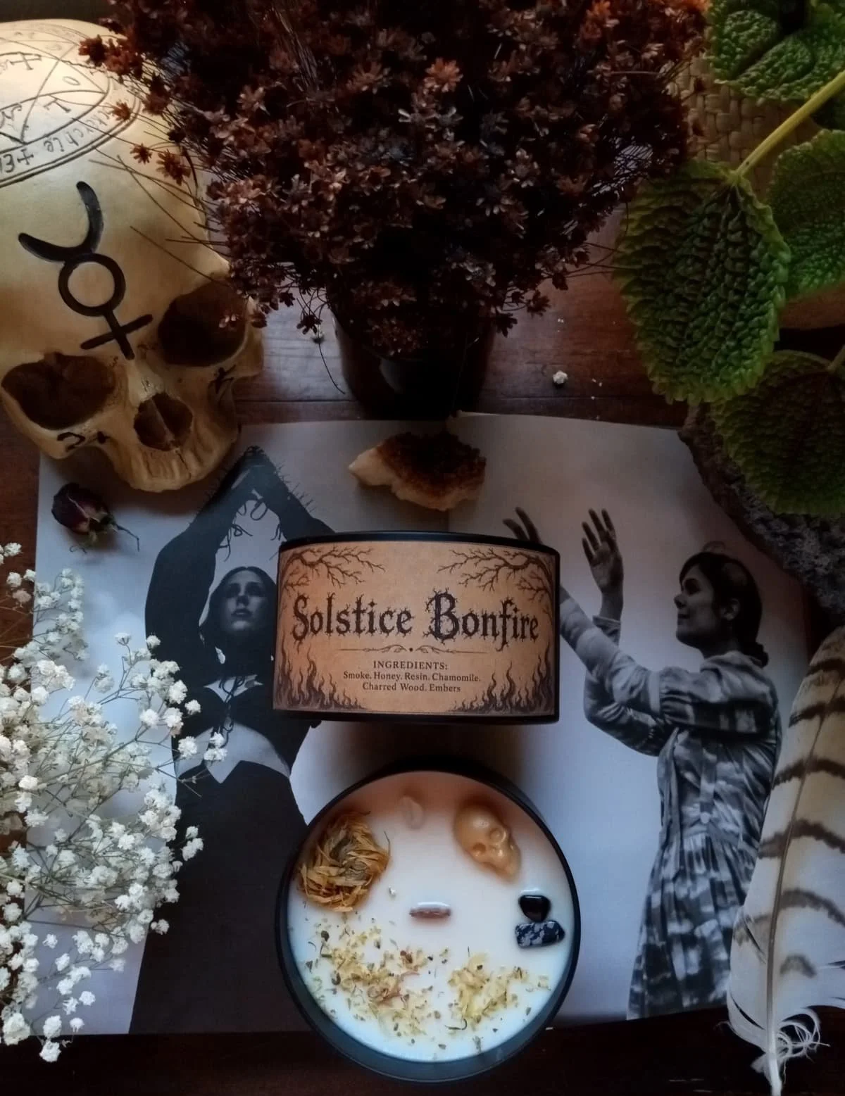 SOLSTICE BONFIRE | Wood Wick + Coconut Wax - smoke, honey, resin, chamomile, charred wood, embers