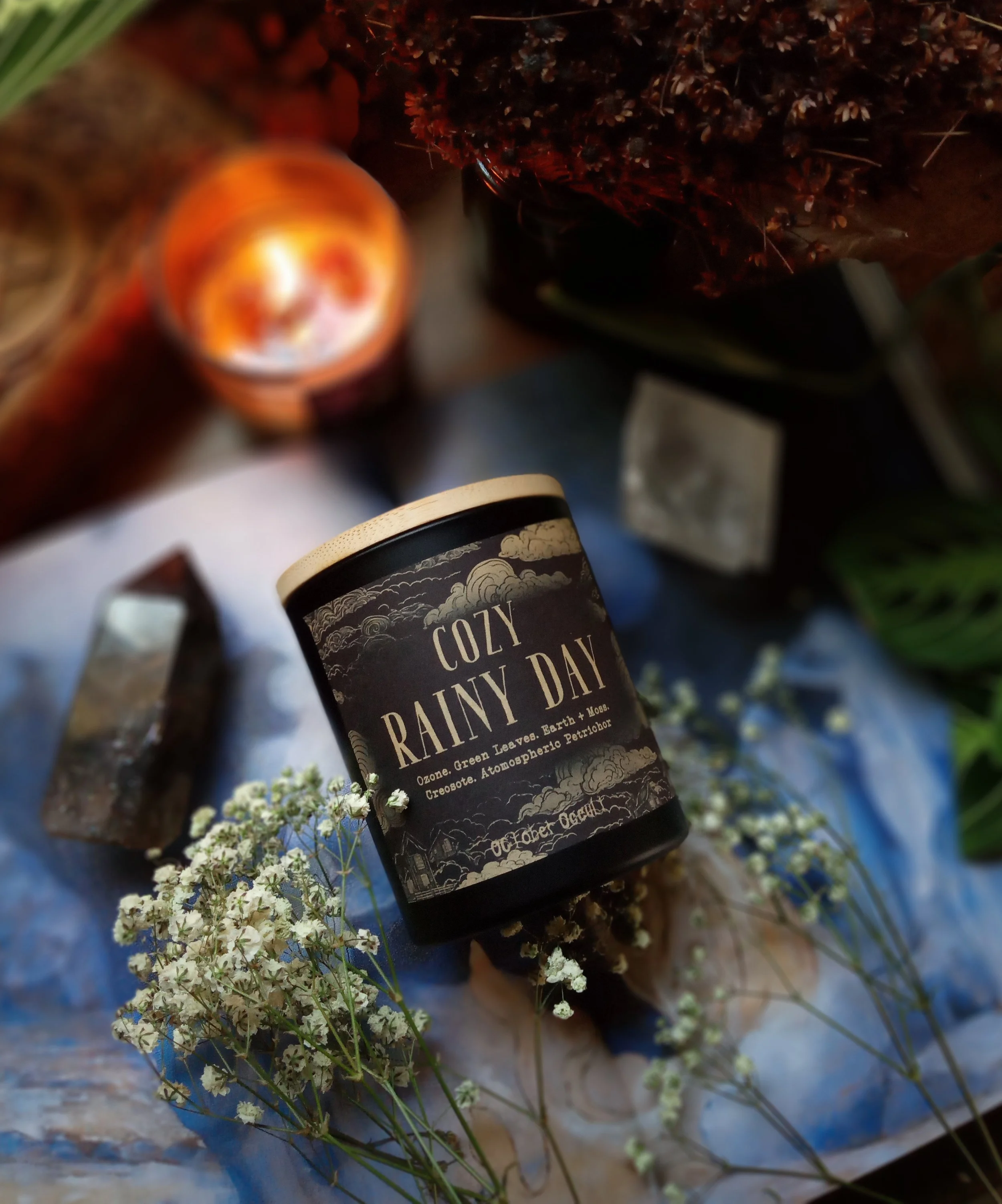 COZY RAINY DAY | | Wood Wick + Soy Coconut Wax Blend - creosote, oakmoss, petrichor