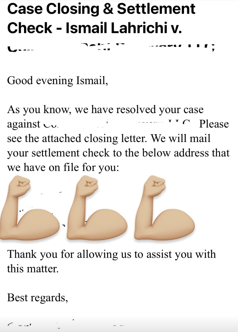 Settlement check