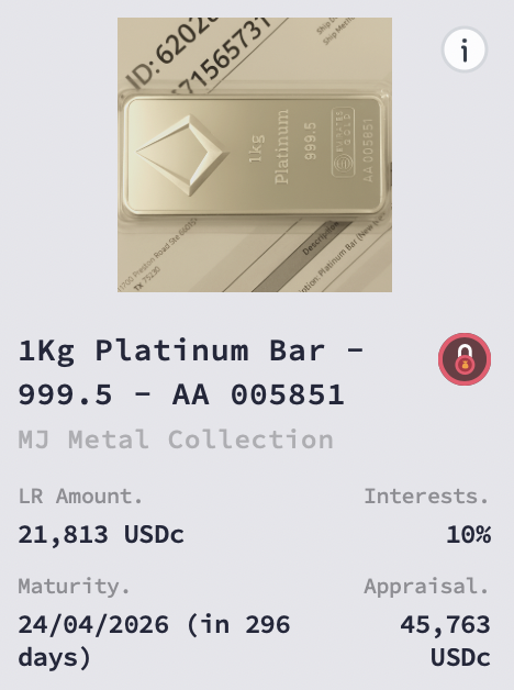 Loan backed by 1kg platinum