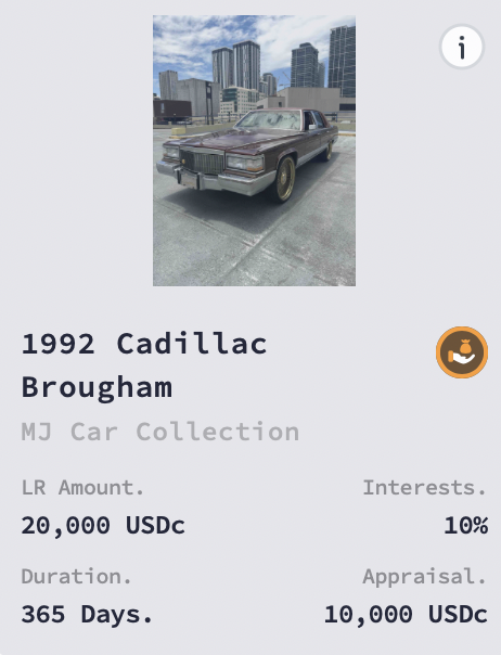 Loan backed by Cadillac 1992 Brougham
