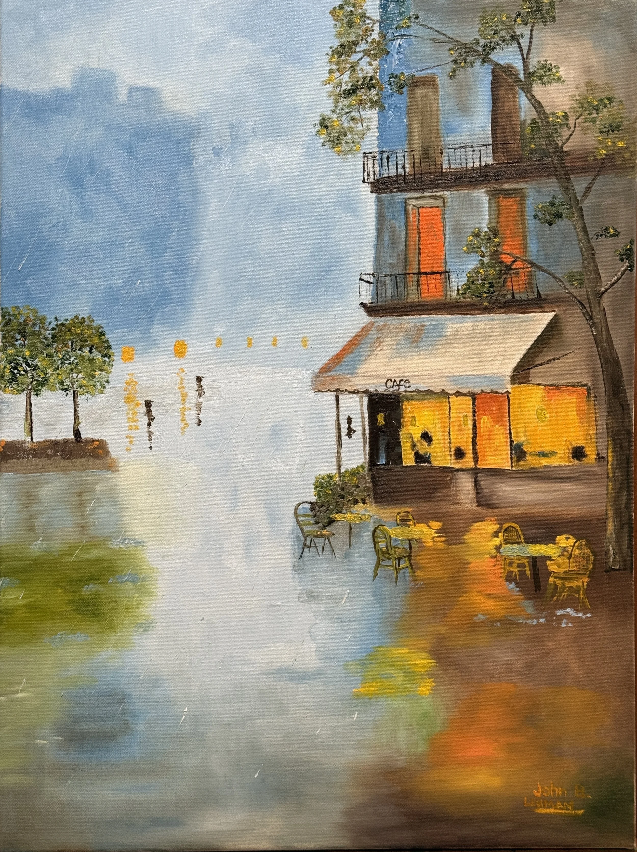 Cafe in the Rain - Giclee