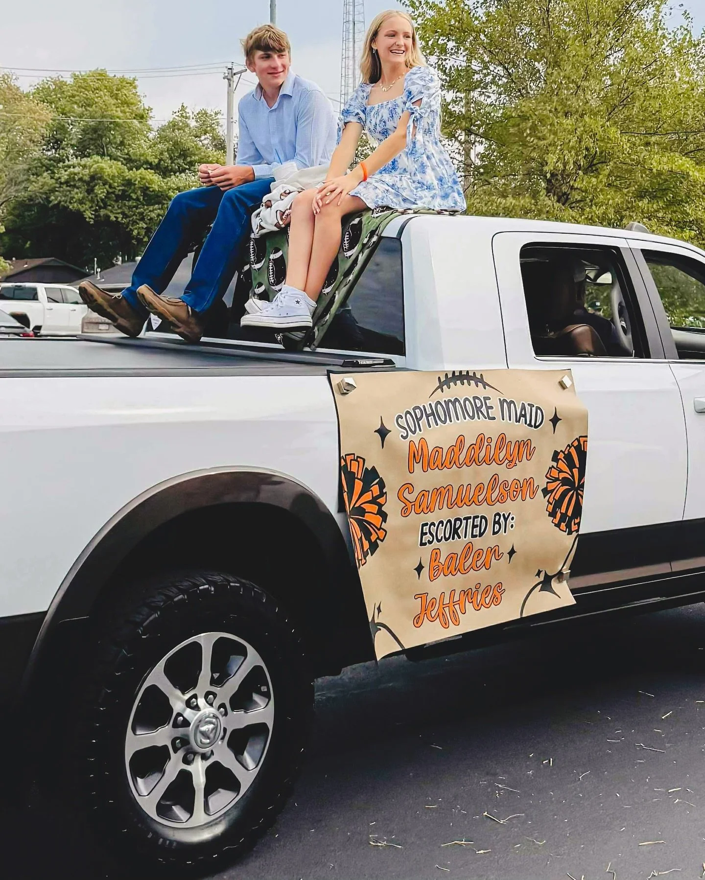 Rolling through homecoming season like 👑✨Go Maddilyn!! Gentry&rsquo;s gorgeous Sophomore Maid &mdash; waving, smiling, and totally slaying this moment with her escort, Balor!