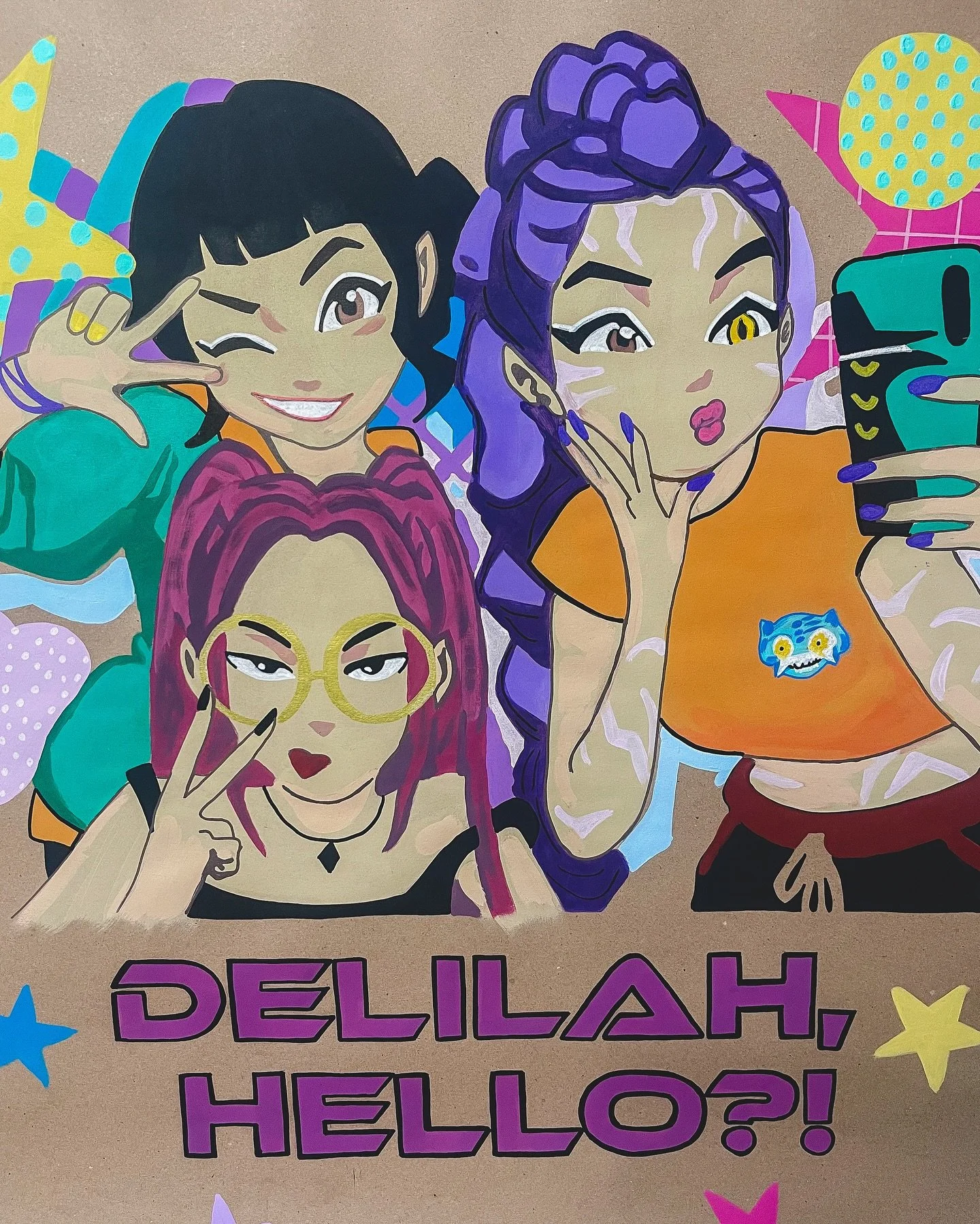 When the birthday girl&rsquo;s vibe is pure K-POP baddie energy 💜 Loved going wild with color on this Demon Hunters-themed 4th birthday banner!