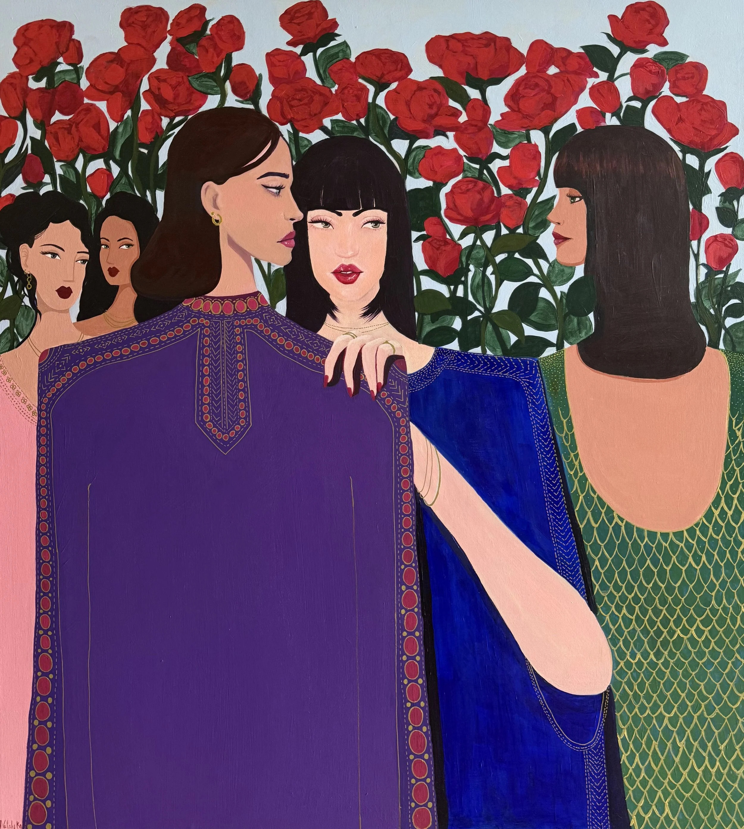 SOLD "Gossip Garden"  Acrylic on Canvas, 2024 
