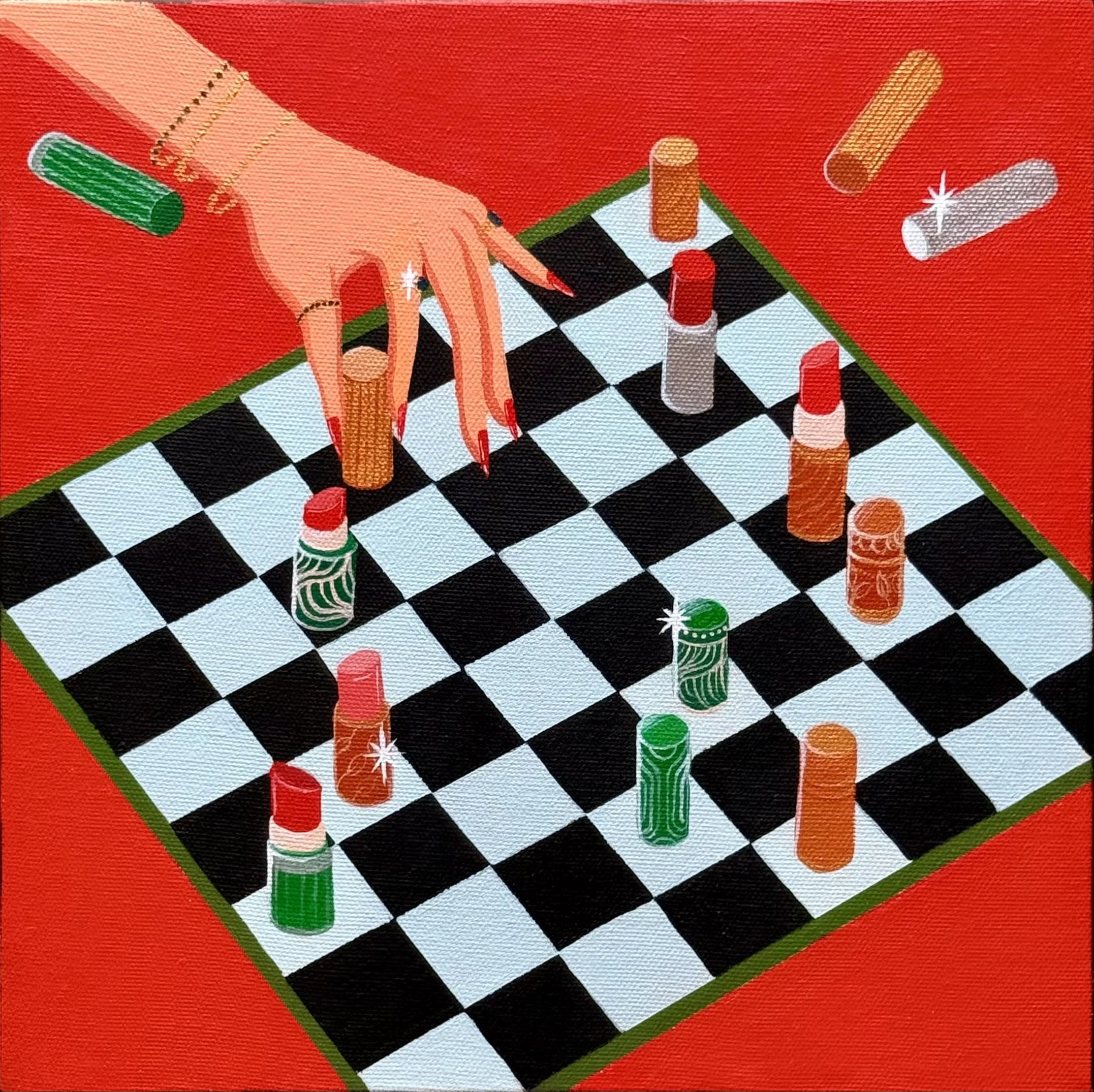 "Pick A Color" 10 x 10 inches. Acrylic on Canvas, 2025