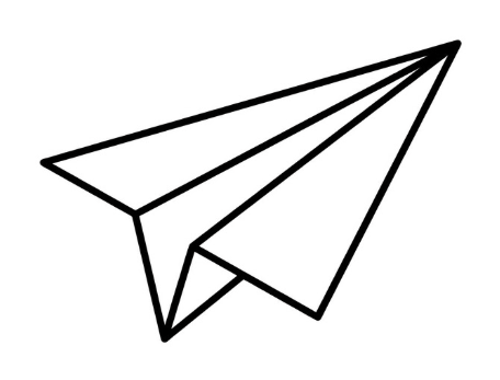 Outline of a paper airplane.