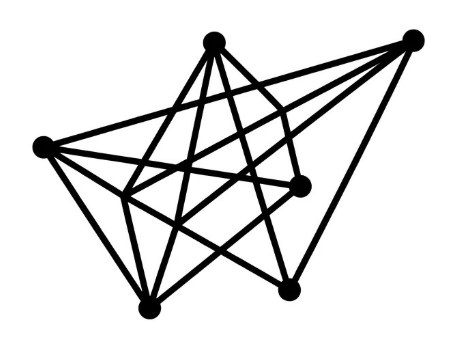 Line graph with seven interconnected black dots on a white background.