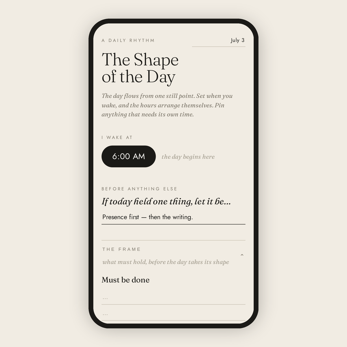My Daily Rhythm Planning App