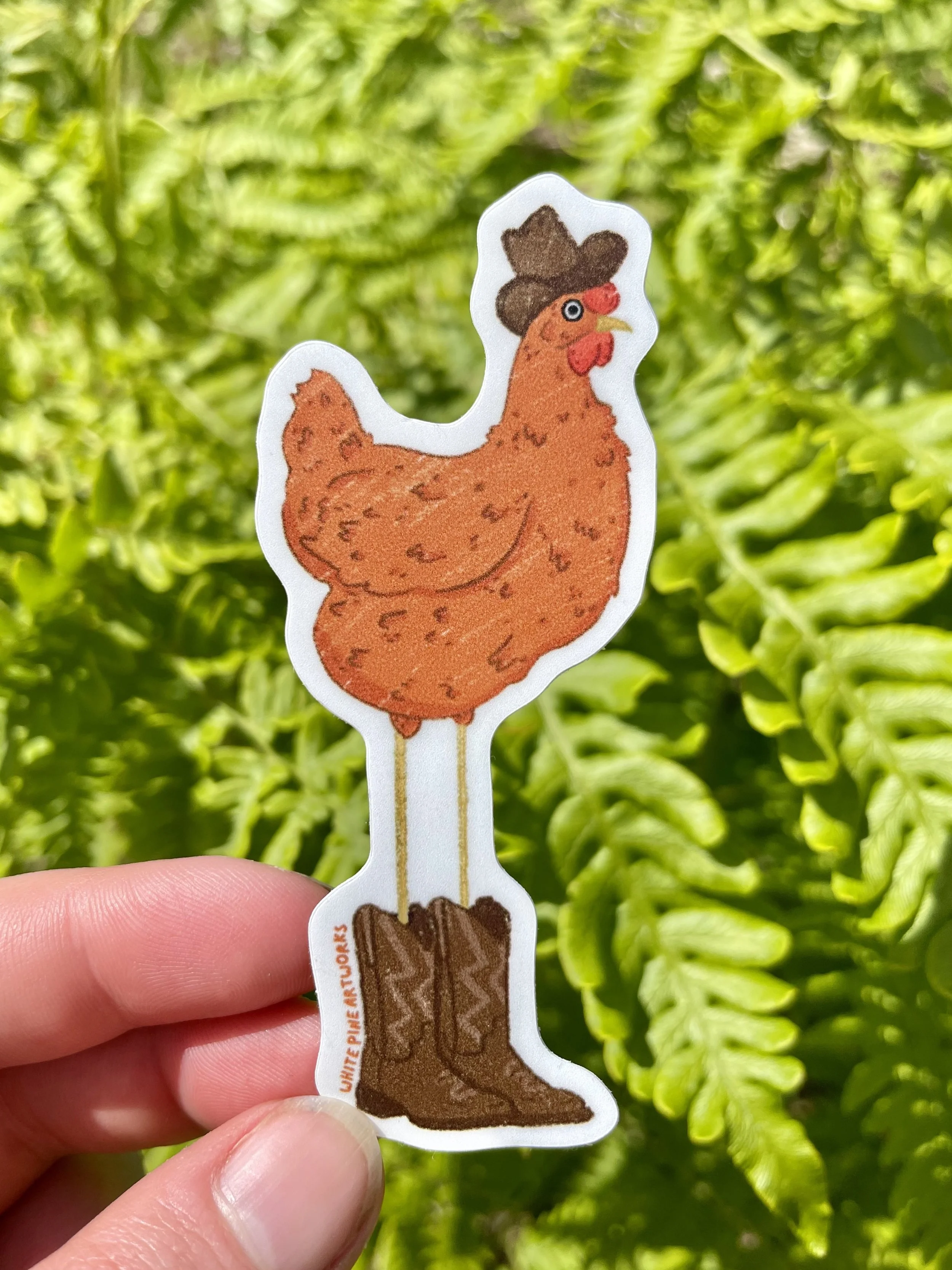 Long-Legged Cowboy Chicken Sticker
