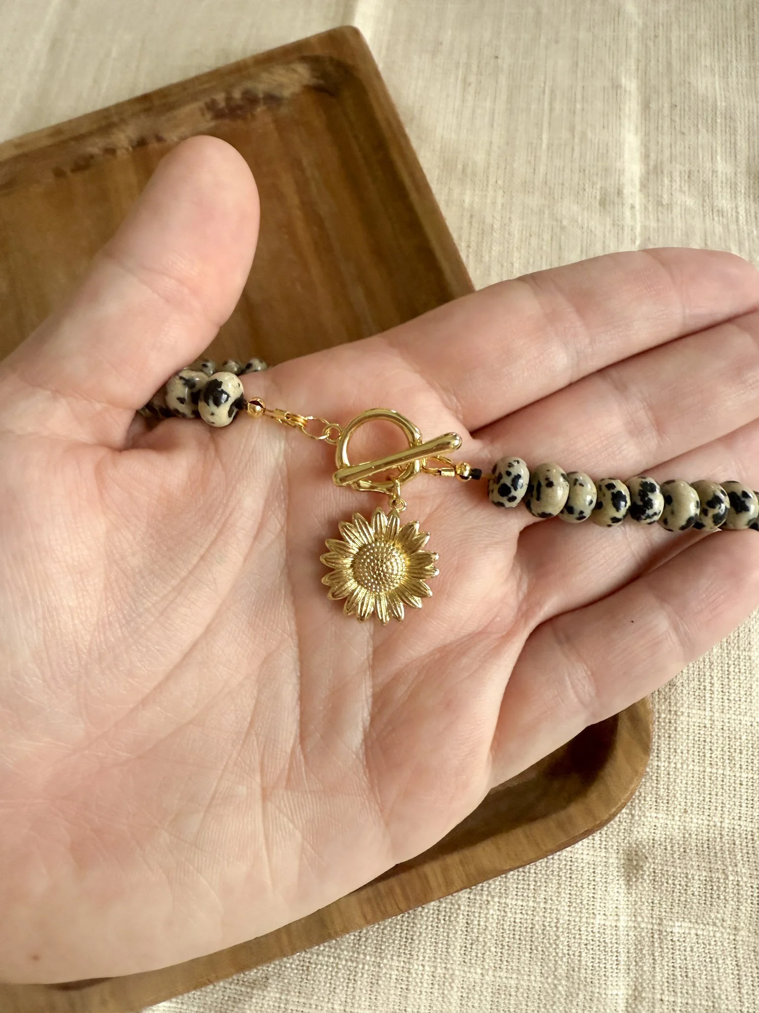 Sunflowers and Speckles Dalmation Jasper Necklace