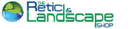 Retic and Landscape shop logo with blue and green planet Earth and a stylized globe with a leaf.