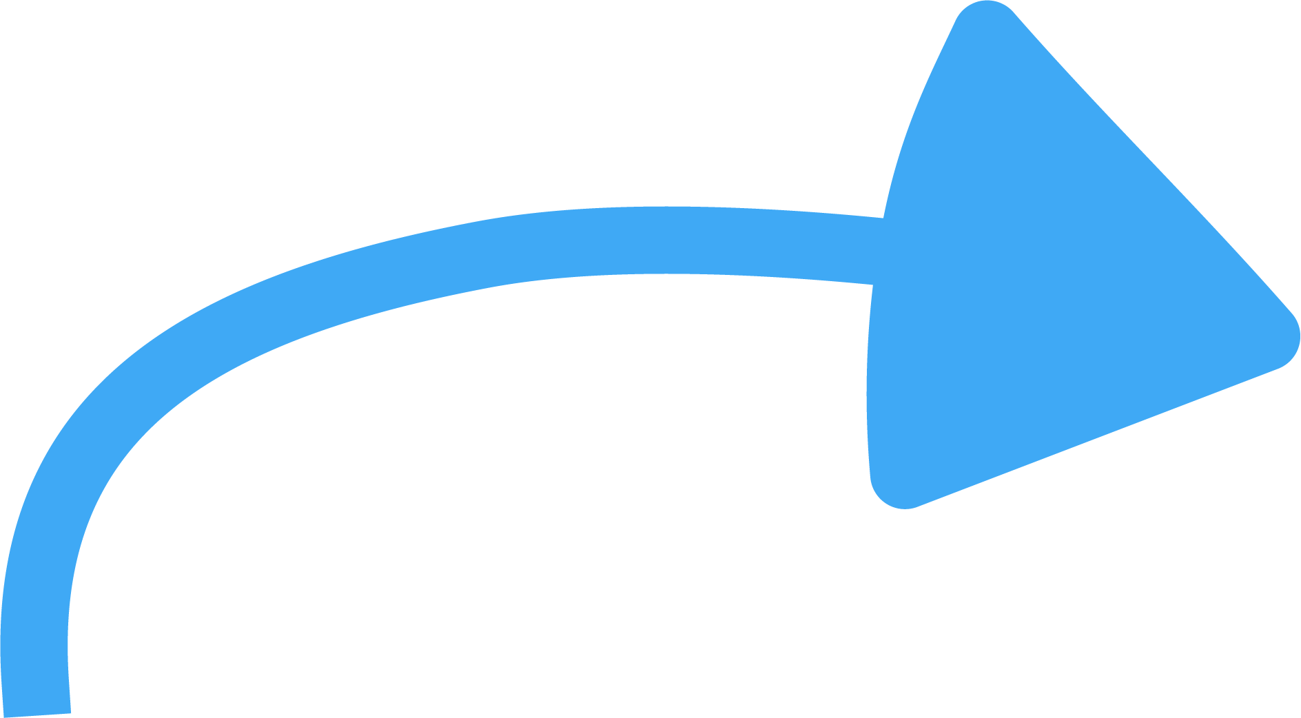 Blue curved arrow pointing to the right.