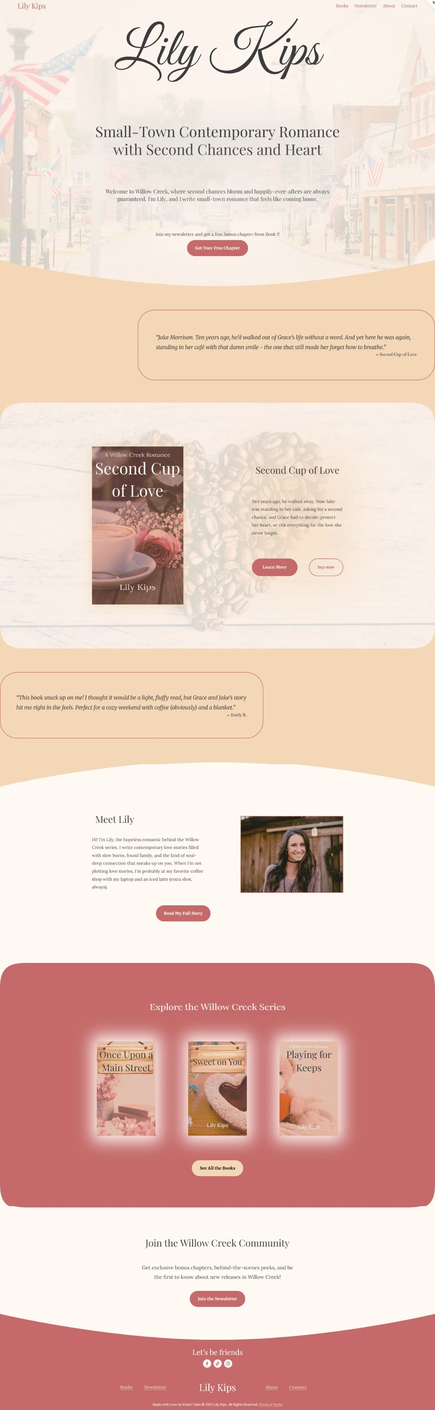 Screenshot of a case study, fictional homepage for Lily Kips.