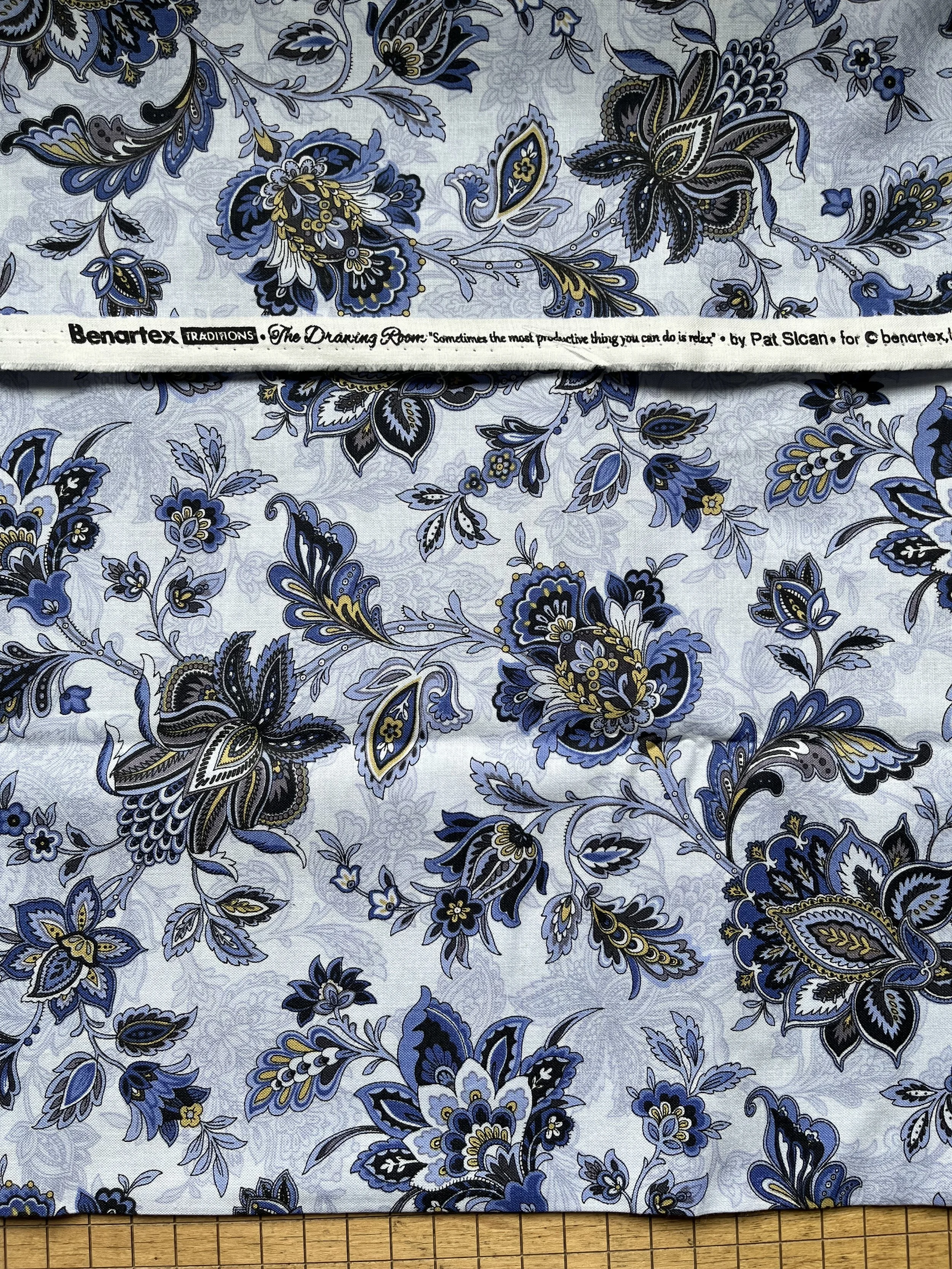 Benartex The Drawing Room Bluish Floral (2 yd cuts)