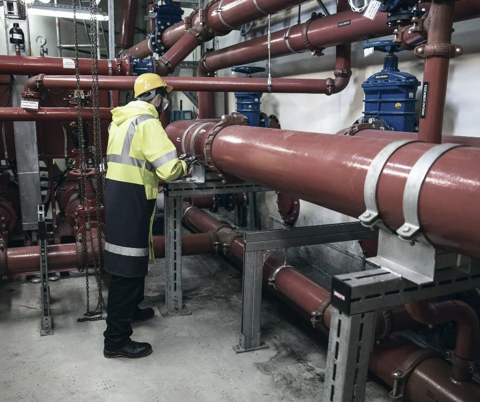 Infrastructure worker inspecting operational assets