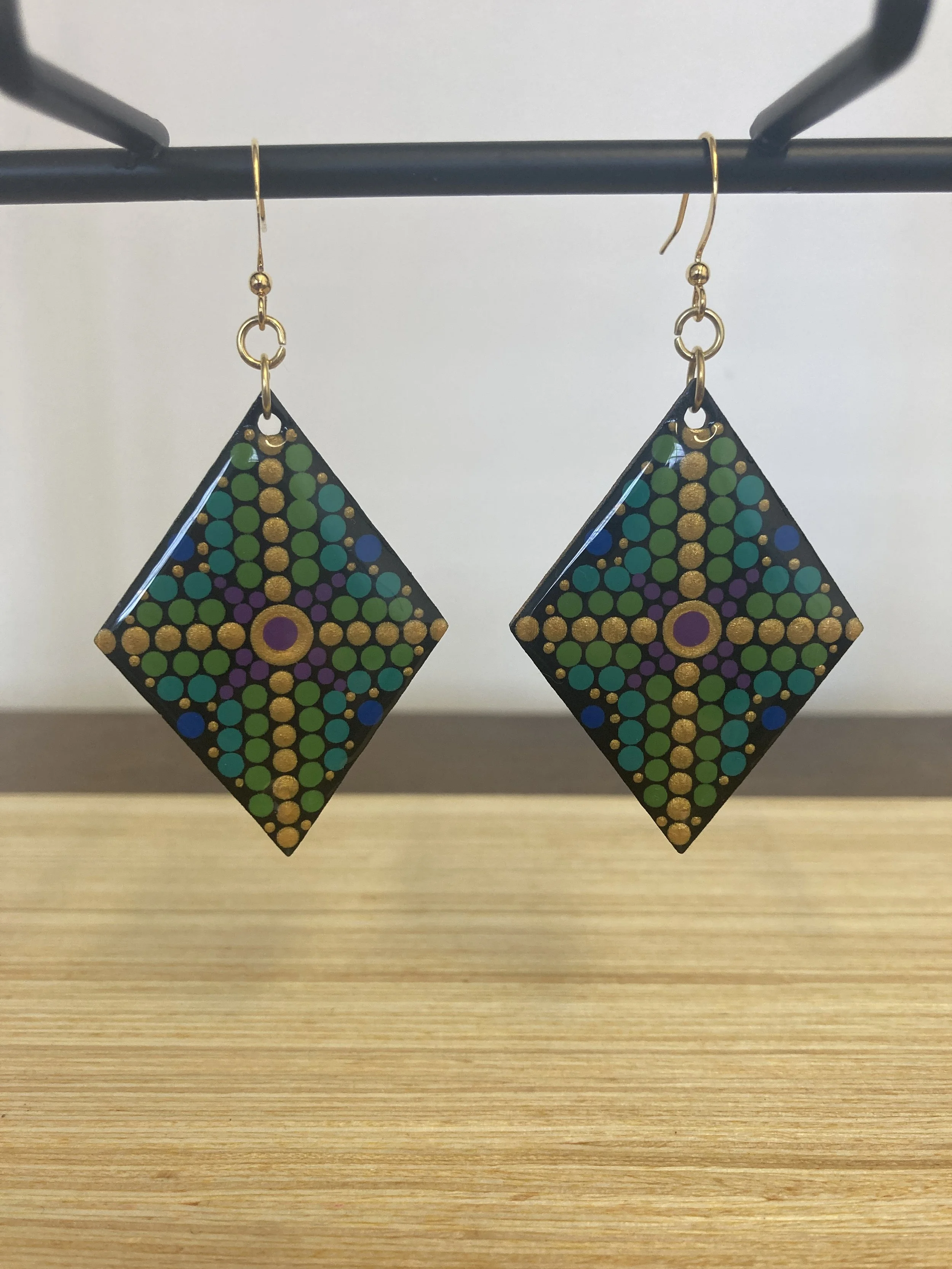 Mini Mandala Diamond Drop Earrings