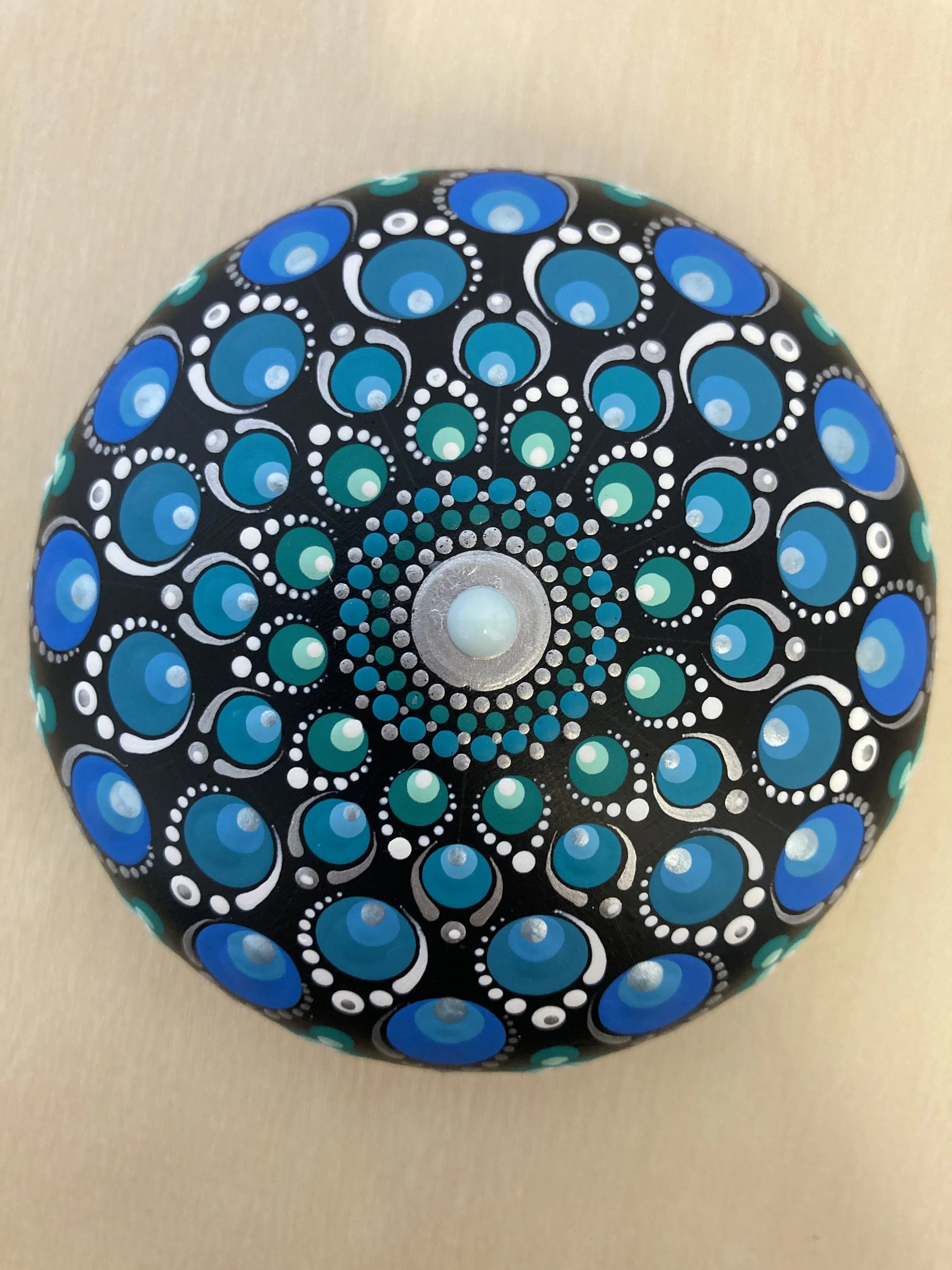 'Blue Flame' 8cm Mandala Stone