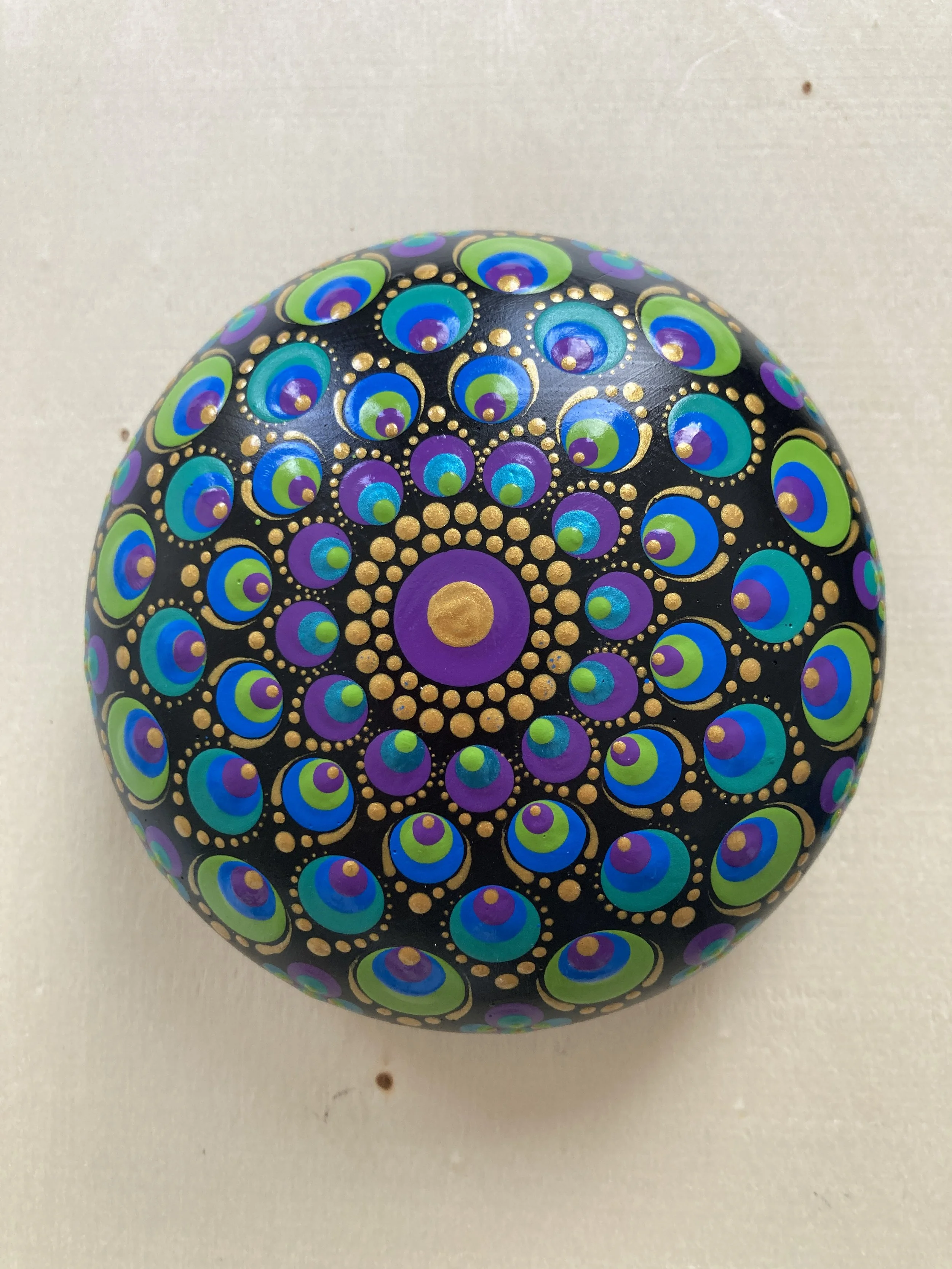 'Bold Peacock' 10cm Mandala Stone