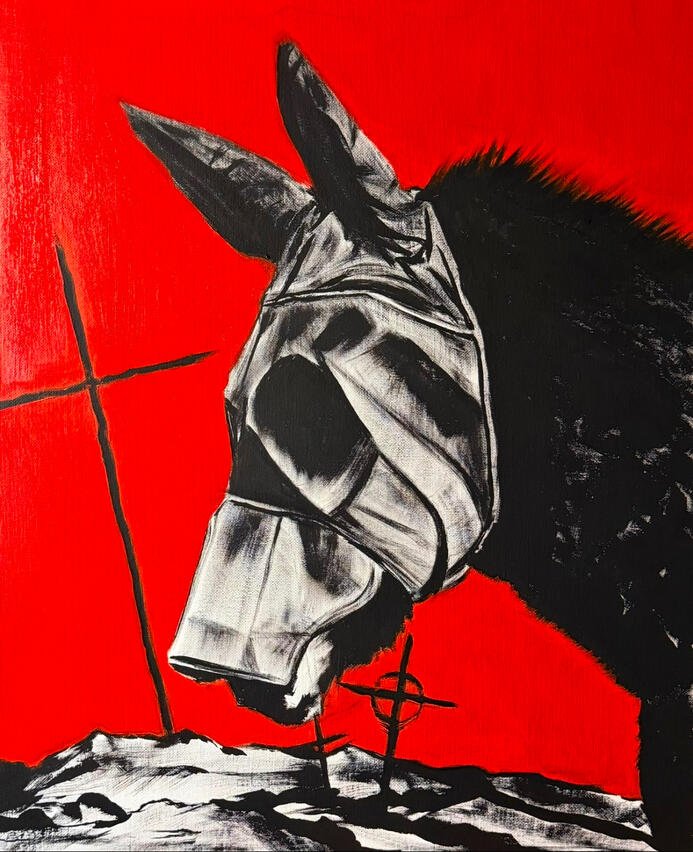 Burro - 16” x 20” oil and black gesso on canvas