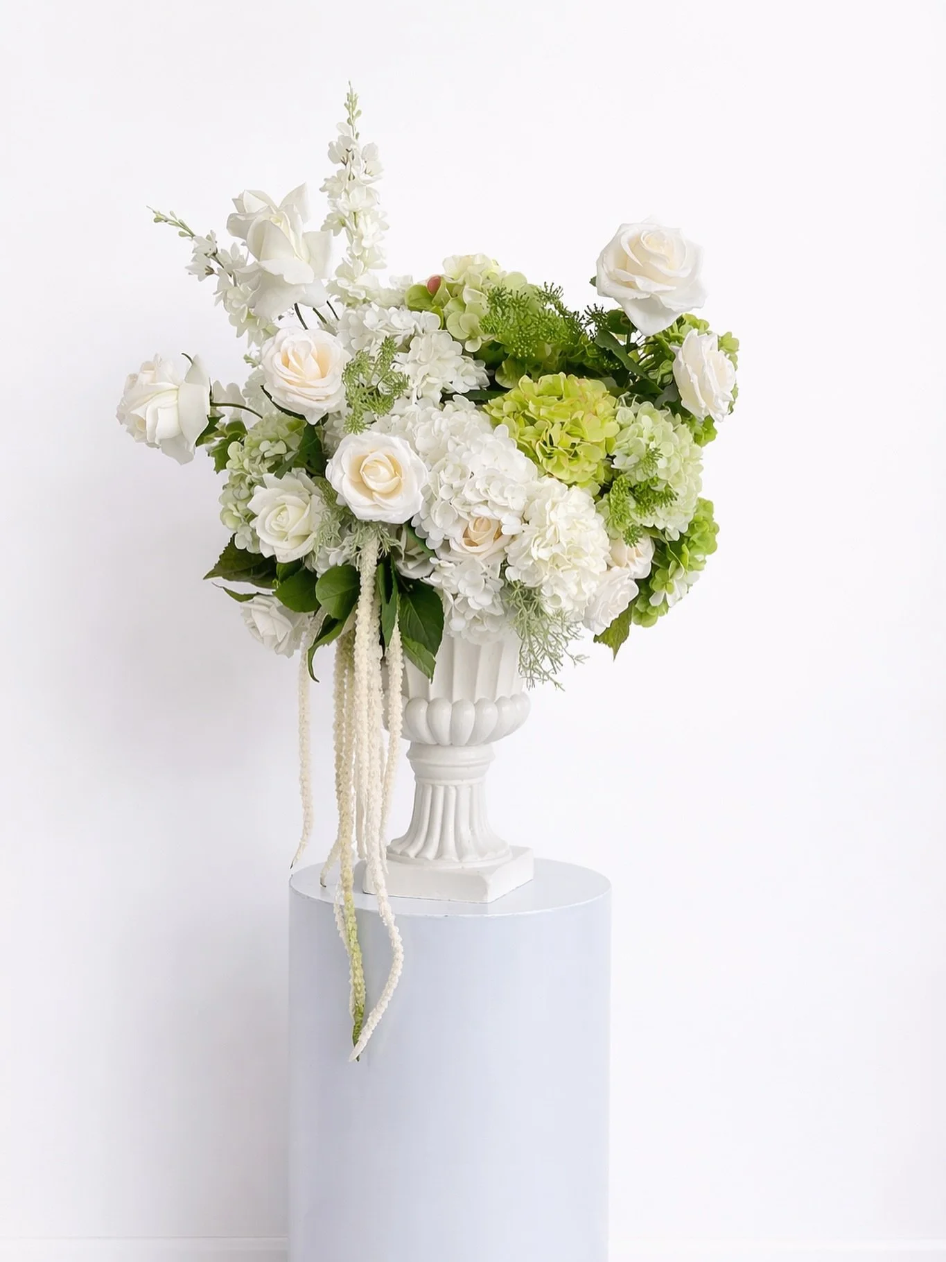 One of our large hydrangea arrangements 😮&zwj;💨☁️✨ These will be up on our website and available to hire very shortly. Get in touch now to secure your dream florals! 🫶🏼