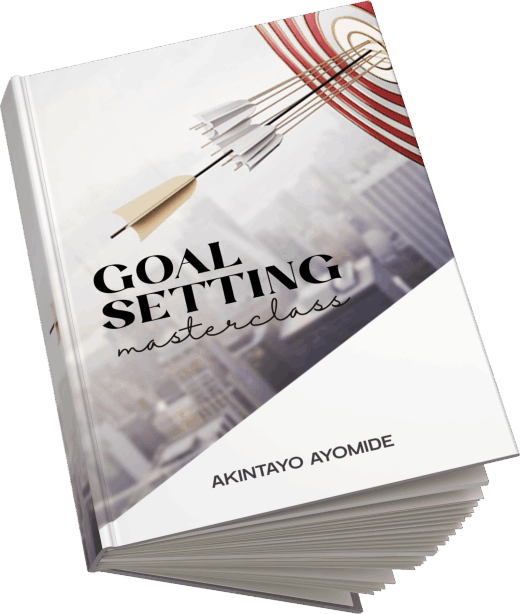 Cover of a book titled 'Goal Setting Masterclass' by AkinTayo Ayomide, featuring an image of arrows hitting a target