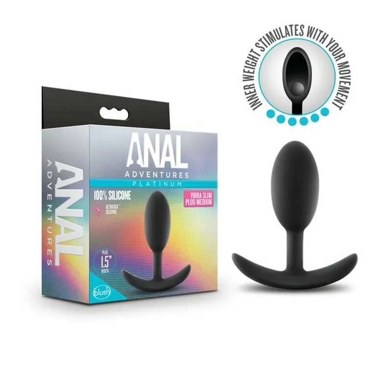 Anal Adventures Platinum Silicone Vibra Slim Plug - Medium