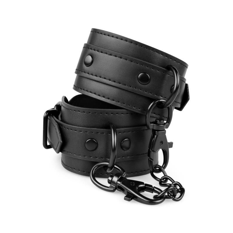 Bedroom Fantasies Faux Leather Handcuffs - Black