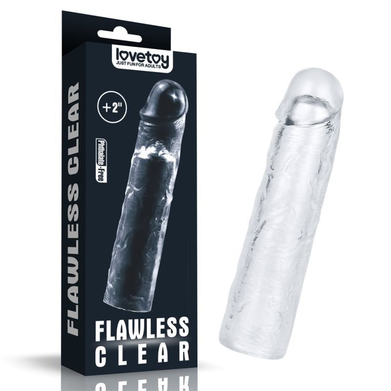 Lovetoy Clear Penis Extender Sleeve Plus 2" - Clear