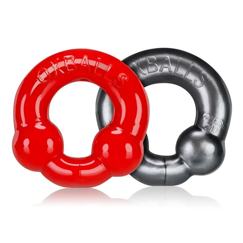 OxBalls Ultraballs Cock Rings 2 Pack - Red & Steel