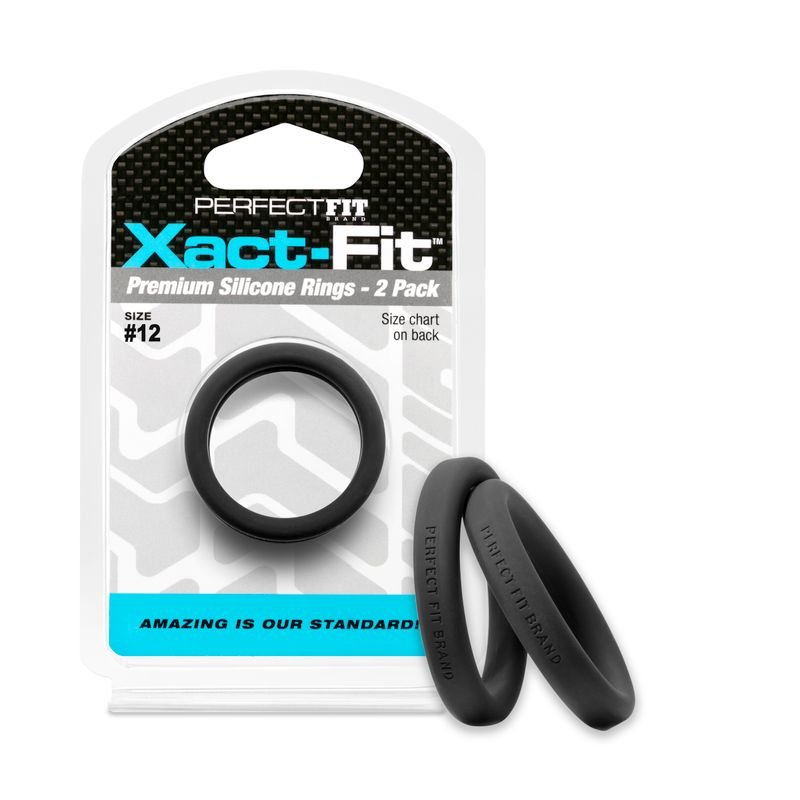 Perfect Fit Xact-Fit #12 1.2" 2 Pack Cock Ring - Black