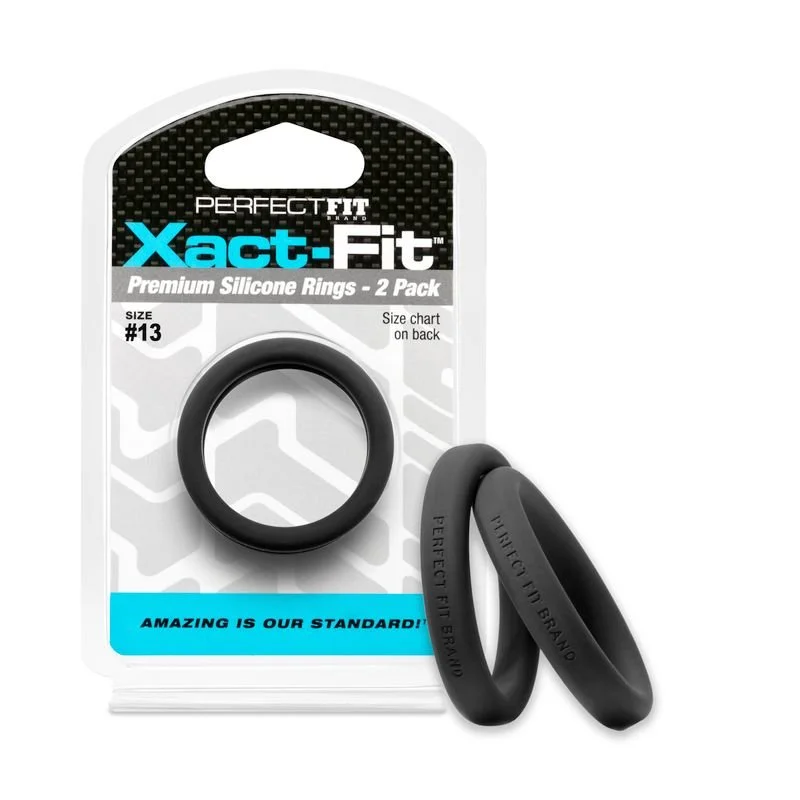 Perfect Fit Xact-Fit #13 1.3" 2 Pack Cock Ring - Black