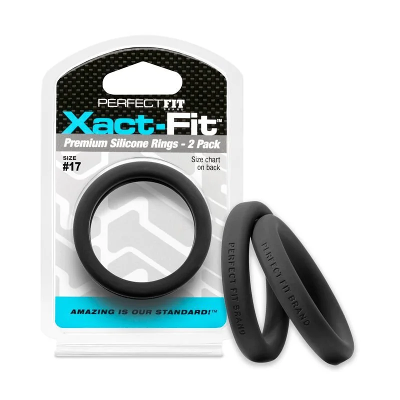 Perfect Fit Xact-Fit #17 1.7" 2 Pack Cock Ring - Black