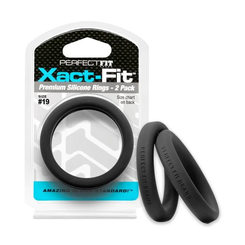 Perfect Fit Xact-Fit #19 1.9" 2 Pack Cock Ring - Black