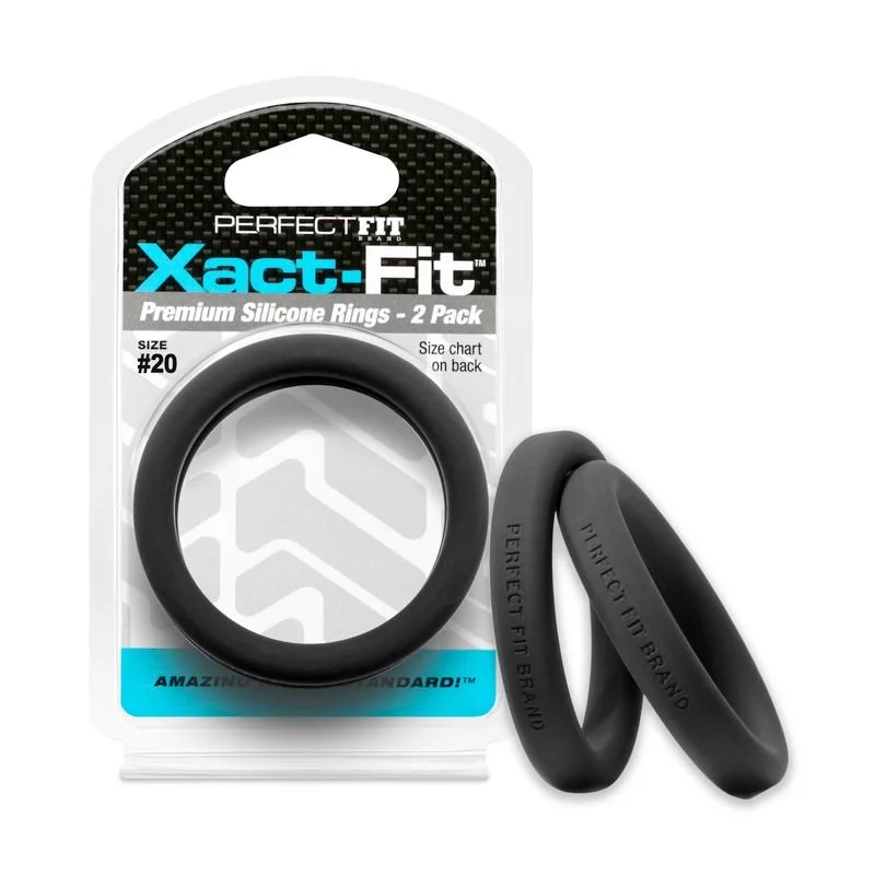 Perfect Fit Xact-Fit #20 2" 2 Pack Cock Ring - Black