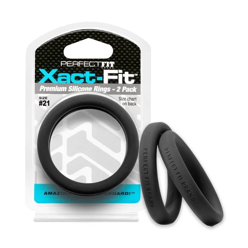 Perfect Fit Xact-Fit #21 2.1" 2 Pack Cock Ring - Black