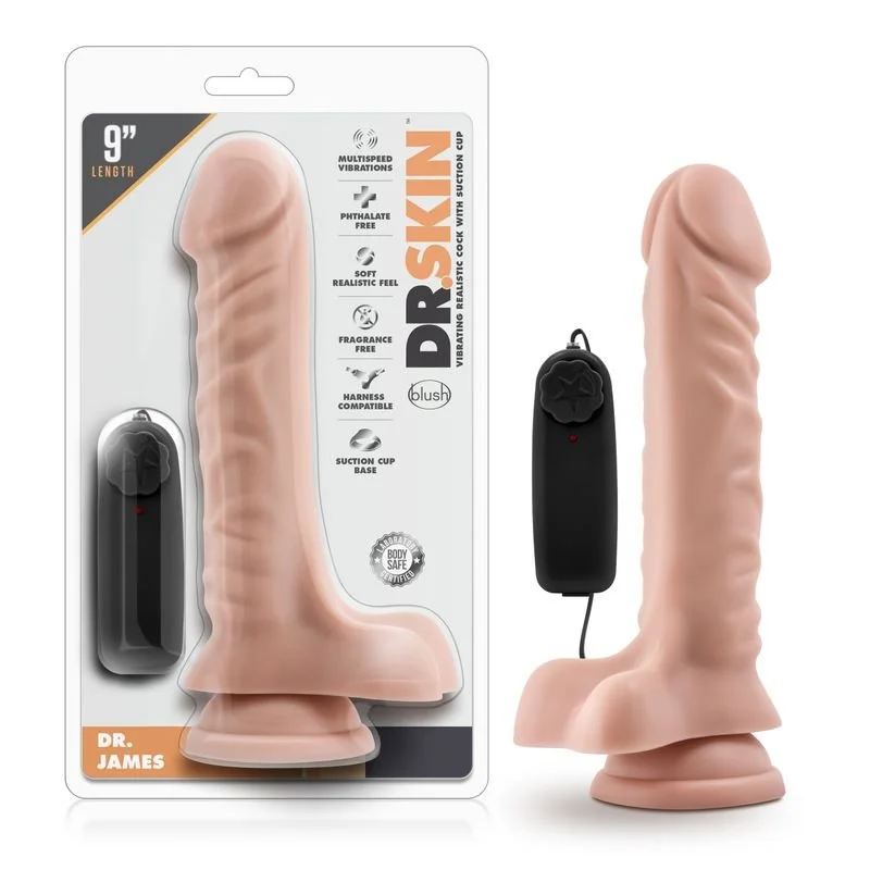 Dr Skin Dr James 9in Vibrating Cock with Suction Cup Vanilla Vibrator 9" - Vanilla