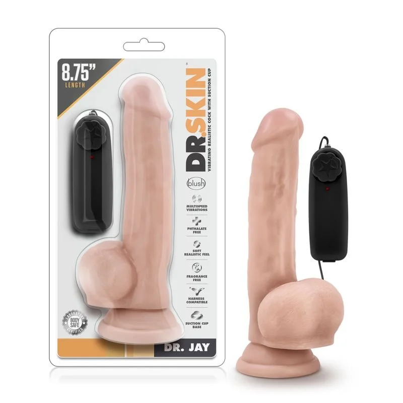 Dr Skin Dr Jay Vibrating Cock with Suction Cup Vanilla Vibrator 8.75" - Vanilla