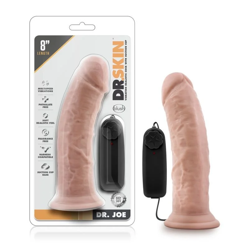 Dr Skin Dr Joe Vibrating Cock with Suction Cup Vanilla Vibrator 8" - Vanilla