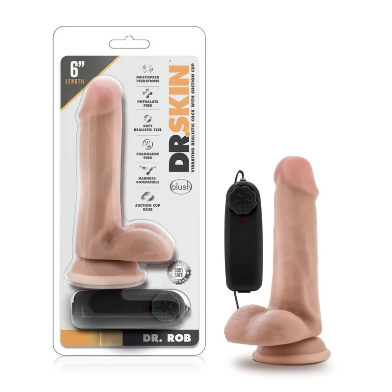 Dr Skin Dr Rob Vibrating Cock with Suction Cup Vanilla Vibrator 6" - Vanilla