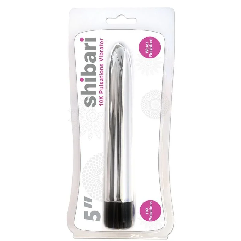 Shibari 10X Pulsations Bullet Vibrator 5" - Silver
