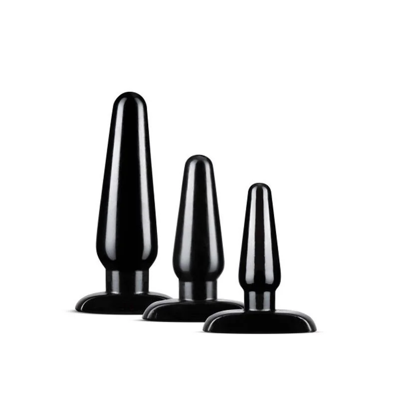 Anal Adventures Basic Plug 3 Piece Kit - Black