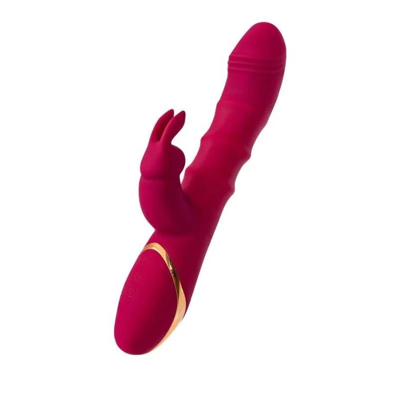 JOS Tenty Rabbit Vibrator with Moving Shaft Rings - Burgundy